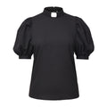 Blessume Lantern-Sleeved Clergy Tab-Collar Blouse