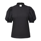 Blessume Lantern-Sleeved Clergy Tab-Collar Blouse