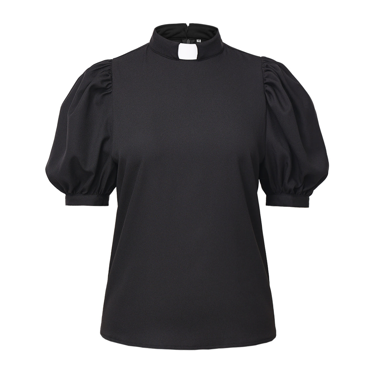 Blessume Lantern-Sleeved Clergy Tab-Collar Blouse