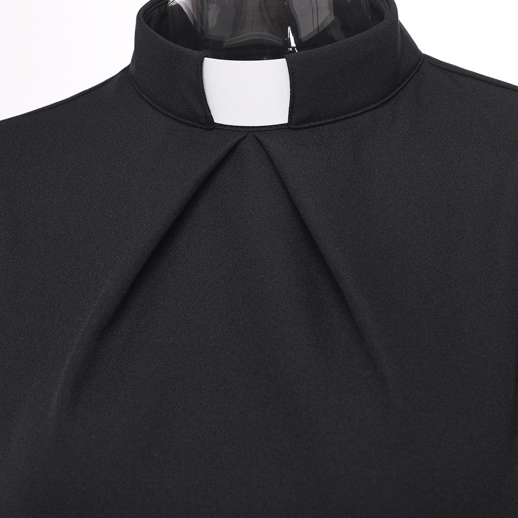 Blessume Front Pleated & Petal Sleeve Clergy Blouse