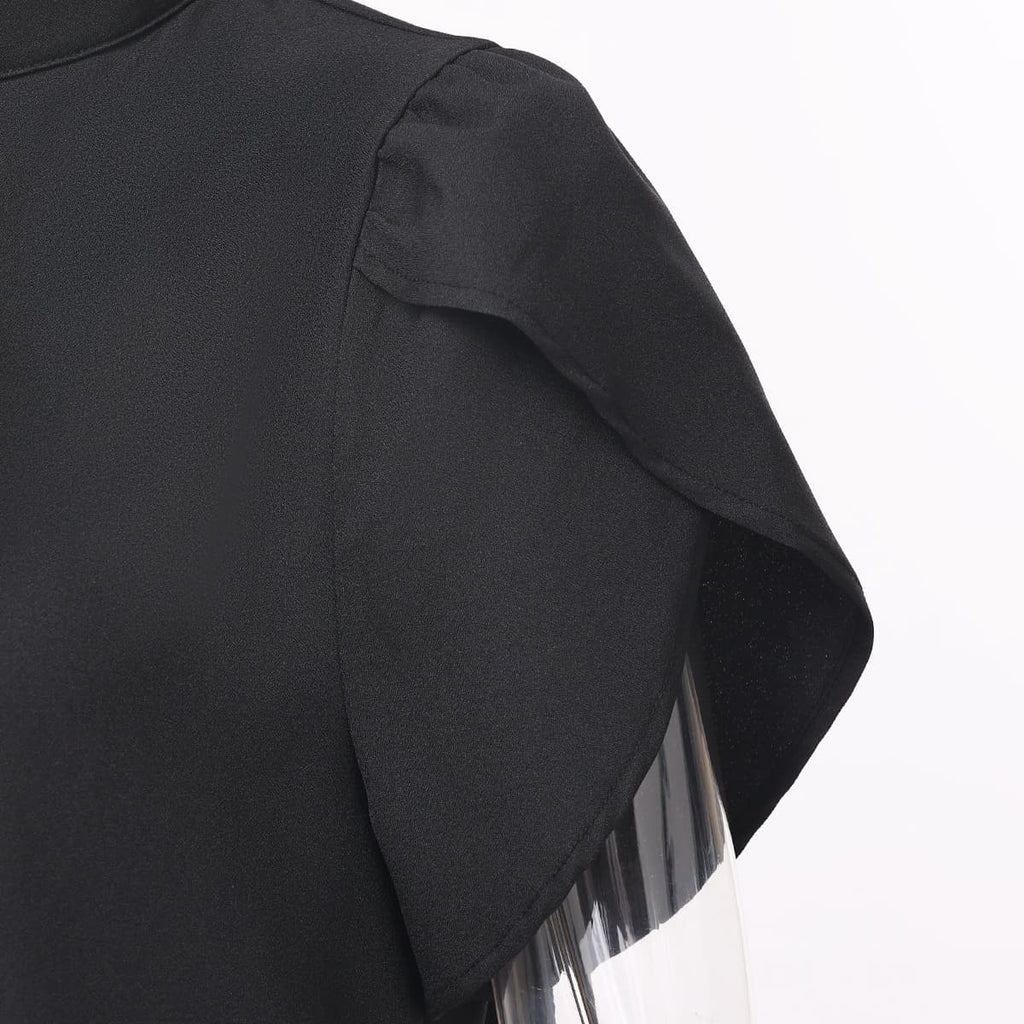 Blessume Front Pleated & Petal Sleeve Clergy Blouse