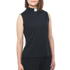Blessume Women's Sleeveless Tab Collar Clergy Shirt with Back Button