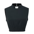 Blessume Women's Sleeveless Clergy Crop Top Shirt with Tab Collar