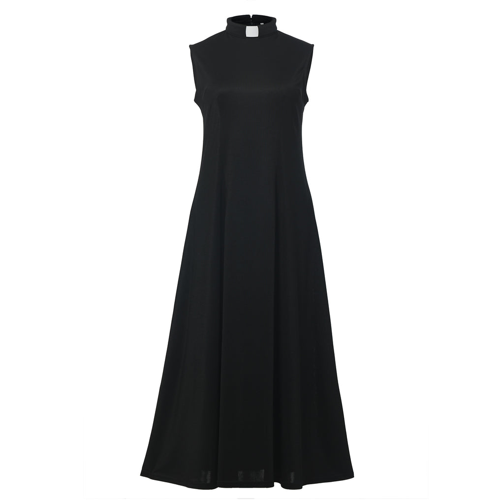 Blessume Women's Sleeveless Clergy Maxi Dress with Tab Collar