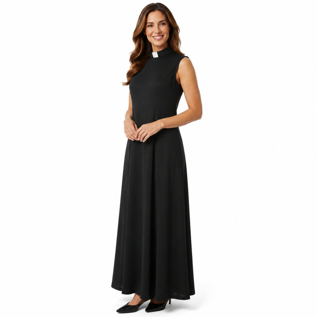 Blessume Women's Sleeveless Clergy Maxi Dress with Tab Collar